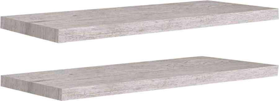 VidaXL Wandschappen 2 stuks MDF Betongrijs Wanddecoratie Wandplank Honingraat Mdf Metalen Frame Opbergruimte