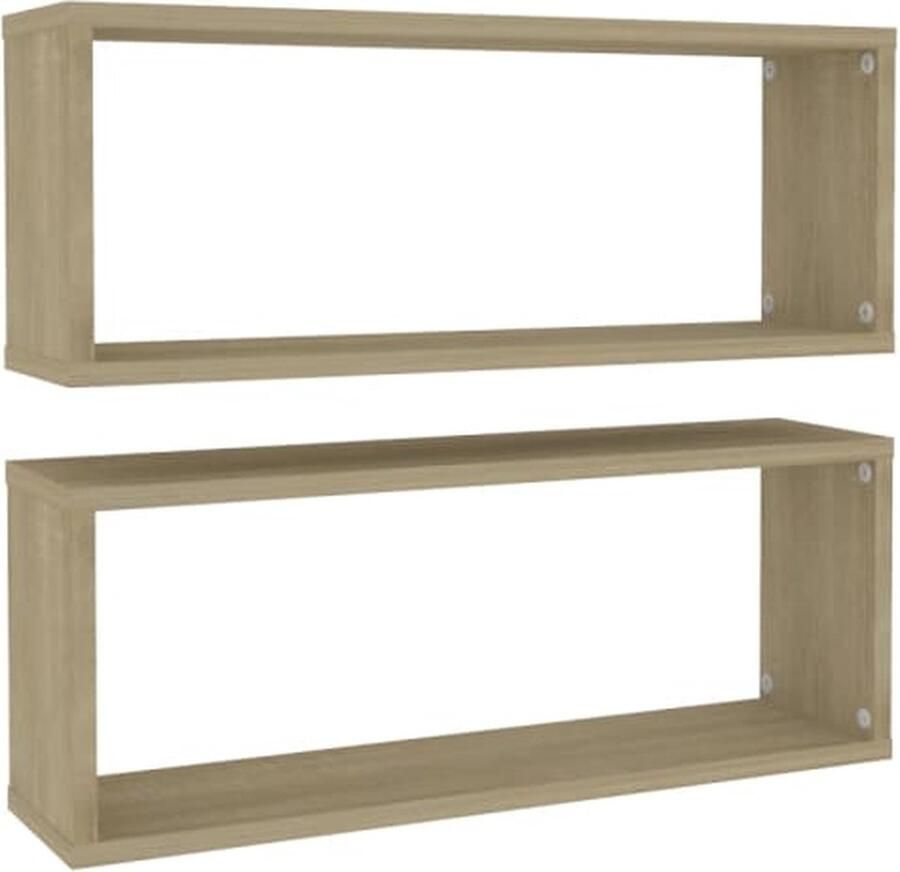 VidaXL Wandschappen 2 stuks Sonoma eiken 60x15x23 cm Wandplanken Wandkast Houten Plank Decoratief Item Opbergvak