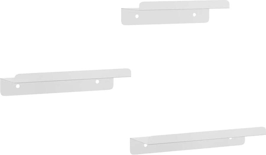 VidaXL Wandschappen 3 st roestvrijstaal zilverkleurig Wanddecoratie Roestvaststalen Wandplank Opslagoplossing Minimalistisch Interieur Woonaccessoires