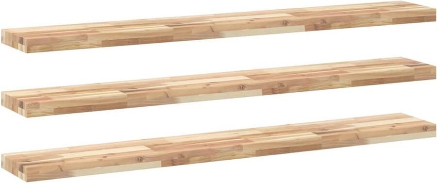 VidaXL Wandschappen 3 stuks 120x20x4 cm Acaciahout Zwevende Wandplanken Wandplank Houten Plank Acaciahout Decoratieve Wanddecoratie