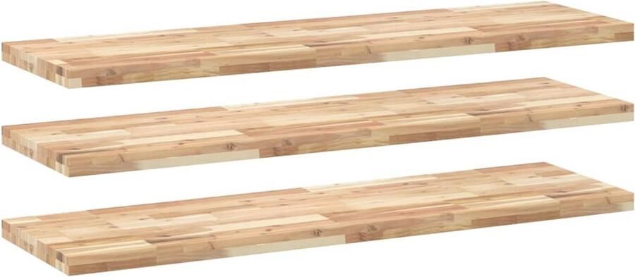 VidaXL Wandschappen 3 stuks 140x40x4 cm Acaciahout Zwevende Wandplanken Wanddecoratie Houtwandplank Acaciahout Livingroom Decoratie