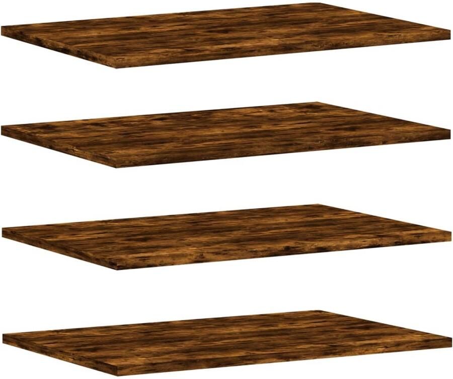 The Living Store Wandschappen 4 st 60x40x1 5 cm bewerkt hout gerookt eikenkleur Zwevende Wandkast Wandplanken Bergruimte Woonaccessoires Interieurdecoratie