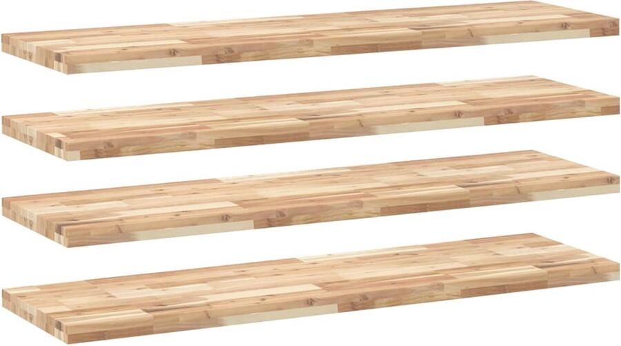 VidaXL Wandschappen 4 st zwevend 140x40x4 cm onbehandeld acaciahout Zwevend Schap Zwevende Schappen Wandschap Wandplank
