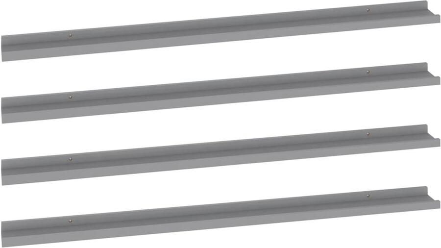 VidaXL Wandschappen 4 stuks 115x9x3 cm Grijs Wanddecoratie Wandplank Mdf Plank Grijze Wandplank Hangplankje