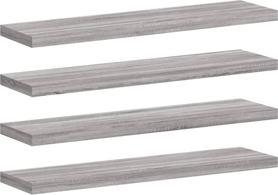 VidaXL Wandschappen 4 stuks 40x10 cm Grijs Eiken Zwevende Wandplanken Wanddecoratie Bergruimte Houten Wandplank Grijze Wandplank