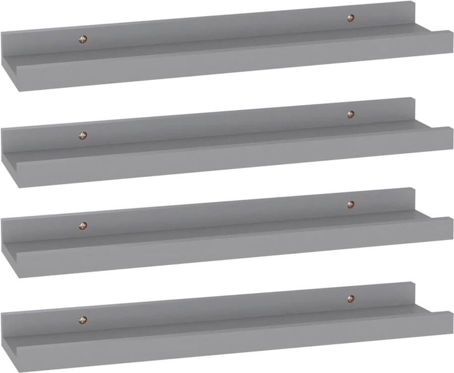 VidaXL Wandschappen 4 stuks 40x9x3 cm Grijs Wandplank Mdf Wandplank Grijze Wandplank Decoratief Wandrek Kleine Wandplanken