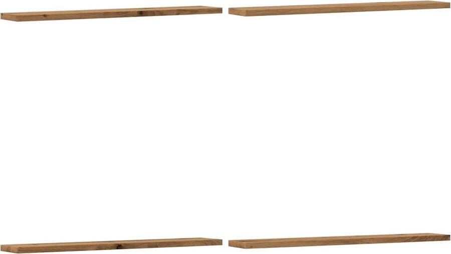 VidaXL Wandschappen 4 stuks 60x20x1 5 cm Eiken Wandplank Houten Plank Opslagmogelijkheid Decoratief Rek Woonaccessoires