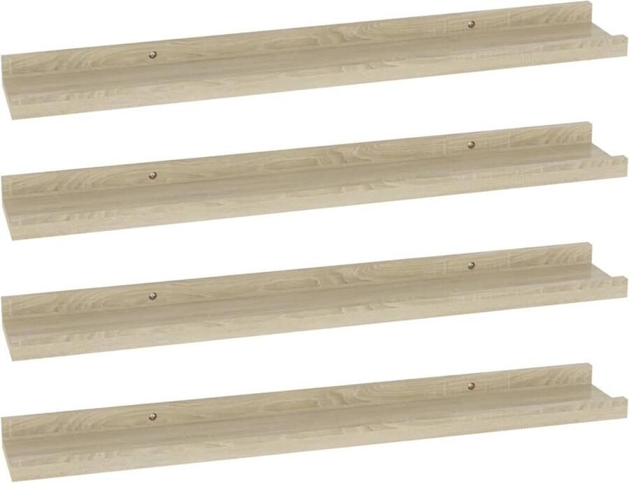 VidaXL Wandschappen 4 stuks 60x9x3 cm Sonoma eiken Wandplank Wanddecoratie Houten Plank Sonoma Eiken Mdf Plank