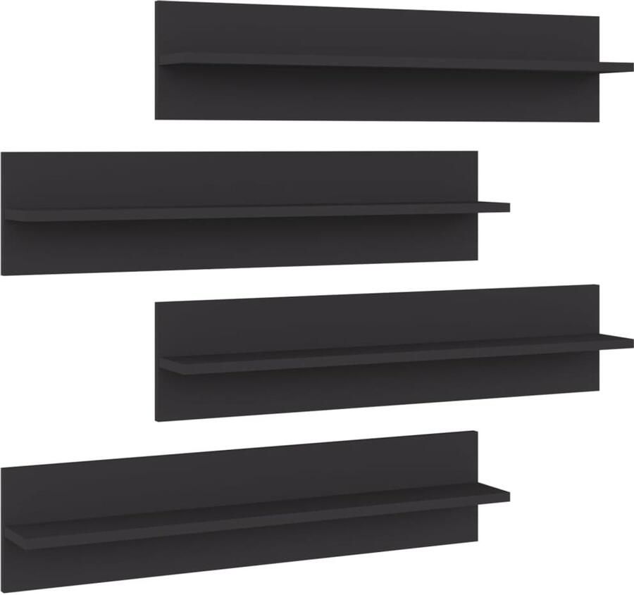 VidaXL Wandschappen 4 stuks 80x11 5x18 cm Grijs Wandplank Hangend Rek Scheidingsrek Decoratief Plank Opslag Oplossing
