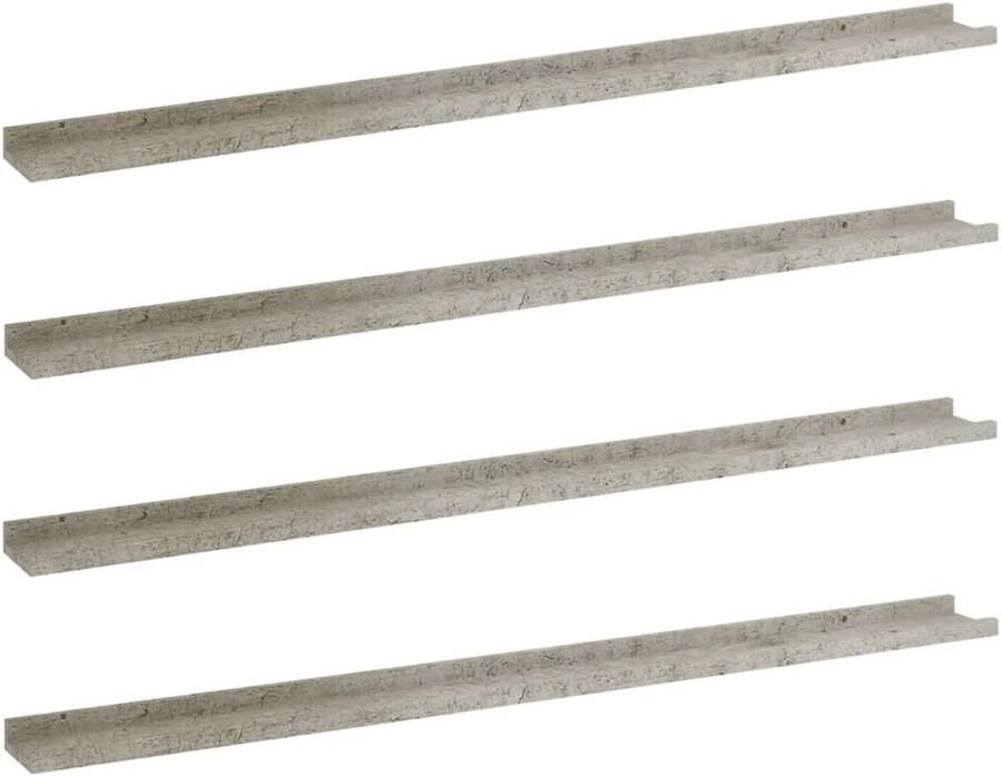VidaXL Wandschappen 4 stuks Betongrijs 115x9x3 cm Wandplank Wanddecoratie Schappenset Mdf Plank Grijze Wandplank