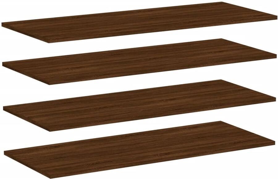 VidaXL Wandschappen 4 stuks Bruin Eiken 100x40x1 5 cm Zwevende Wandplanken Wanddecoratie Bergruimte Houten Wandplank Bruine Eiken Meubels