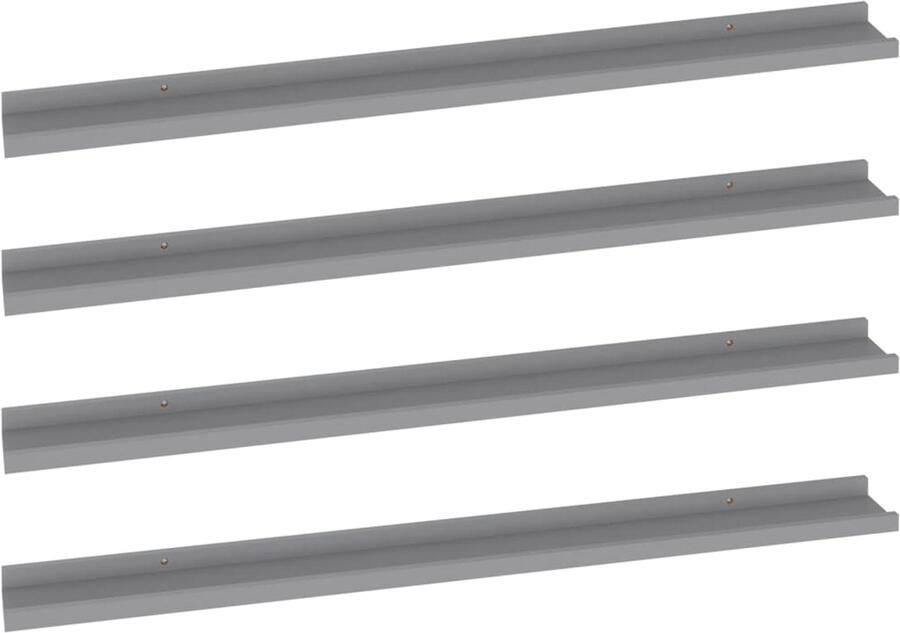 VidaXL Wandschappen 4 stuks Grijs 100x9x3 cm Wandplank Grijze Wandplank Mdf Wandplank Decoratieve Wandplank Praktisch Wandrek