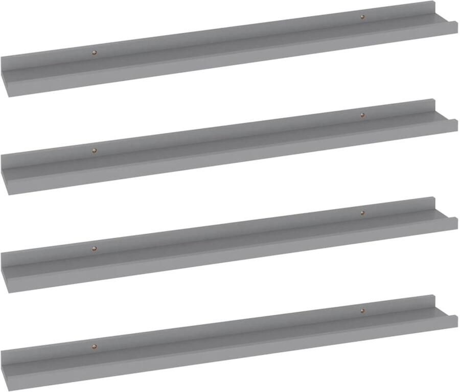 VidaXL Wandschappen 4 stuks Grijs 80x9x3 cm Wandplanken Wanddecoratie Mdf Planken Grijze Wandplank Opslagoplossing