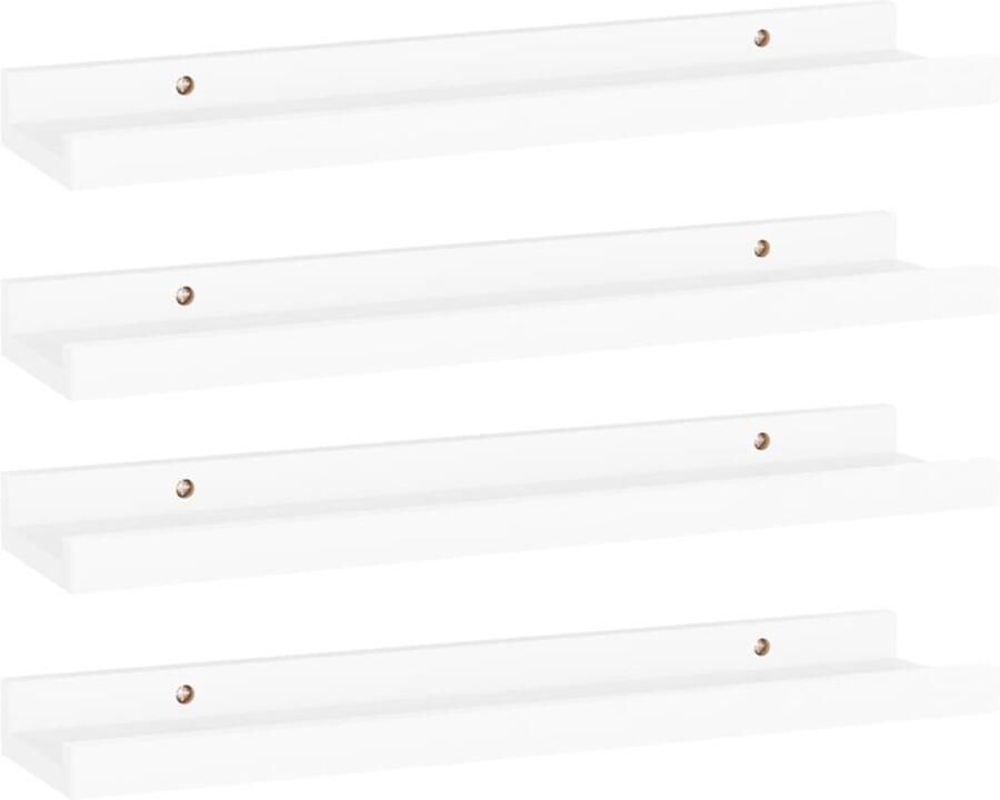 VidaXL Wandschappen 4 stuks Wit 40x9x3 cm Wandplank Mdf Wandplank Witte Wandplank Kleine Wandplank Muurschaps