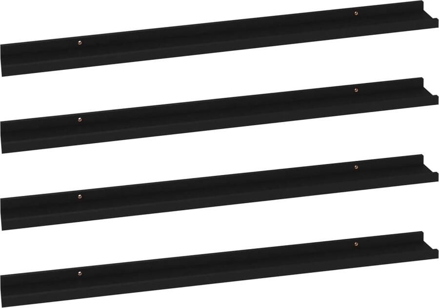 VidaXL Wandschappen 4 stuks Zwart 100x9x3 cm Wanddecoratie Wandplank Mdf Plank Zwarte Wandplank Opslagoplossing