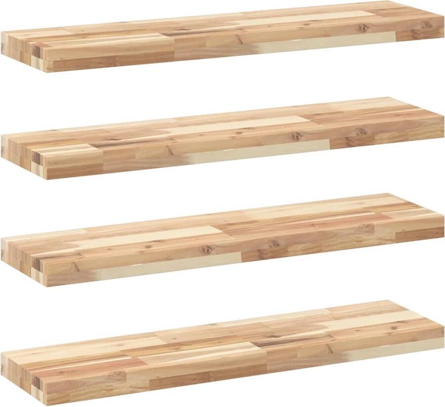 VidaXL Wandschappen 4 stuks Zwevend Acaciahout Zwevende Wandplanken Houten Wandplanken Acaciahout Salontafel