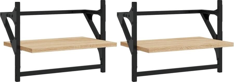 VidaXL Wandschappen 40x25x30 cm Sonoma Eiken 2 stuks Wanddecoratie Woonaccessoires Houten Wandplank Sonomaneiken Wandkastje