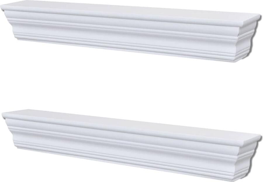 VidaXL Wandschappen Aaliyah Set van 2 Wit Wandplanken Barok Stijl Mdf Wit Opbergruimte