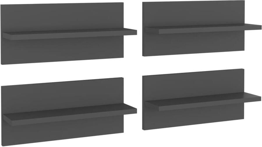 VidaXL Wandschappen Grijs Set van 4 Wandplank Wanddecoratie Houten Plank Badkamerkastje Salontafel