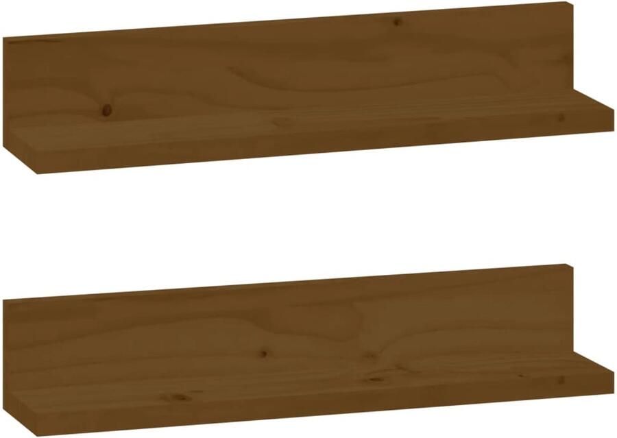 VidaXL Wandschappen Honingbruin Grenenhout Zwevende Wandenplank Wanddecoratie Grenoble Plank Houten Wandrek Woonaccessoires