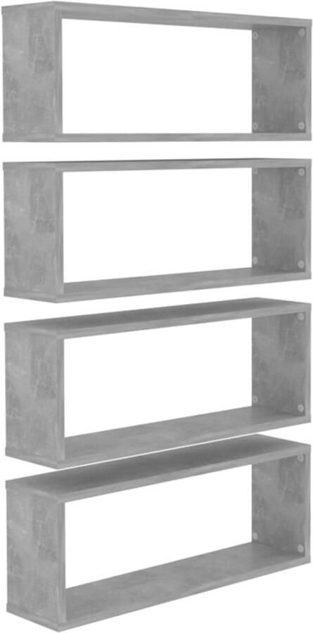 VidaXL Wandschappen Kubus 4 stuks Betongrijs Wandplanken Vakkenkast Betongrijs Decoratief Opbergruimte