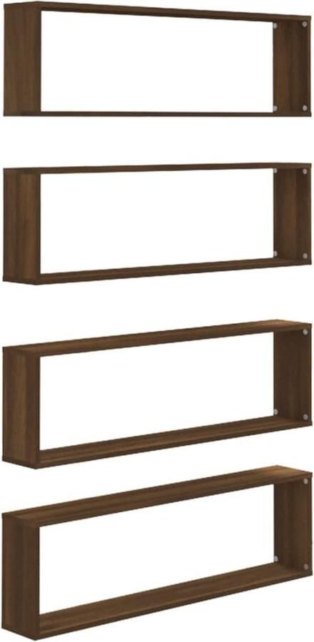 VidaXL Wandschappen Kubus 4 stuks Bruineiken Wandplank Houten Plank Bruine Eik Woonaccessoires Opslagoplossing