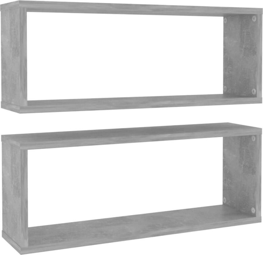 VidaXL Wandschappen kubus set Betongrijs 60 cm Wandplanken Wanden Plank Decoratief Rek Opslagoplossing Houten Wandplank