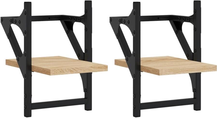 VidaXL Wandschappen Sonoma Eiken 20x25x30 cm 2 Stuks Wanddecoratie Houten Wandplanken Zwevend Plank Sonome Eiken Meubels Opbergruimte