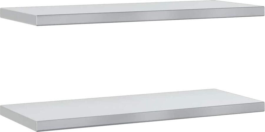 VidaXL Wandschappen Roestvrij Staal Zilver 2 stuks Zwevende Wanddecoratie Wandplanken Roestvrijstalen Wandopbergingsmogelijkheden Minimalistische Wandregels Muurschilderingen