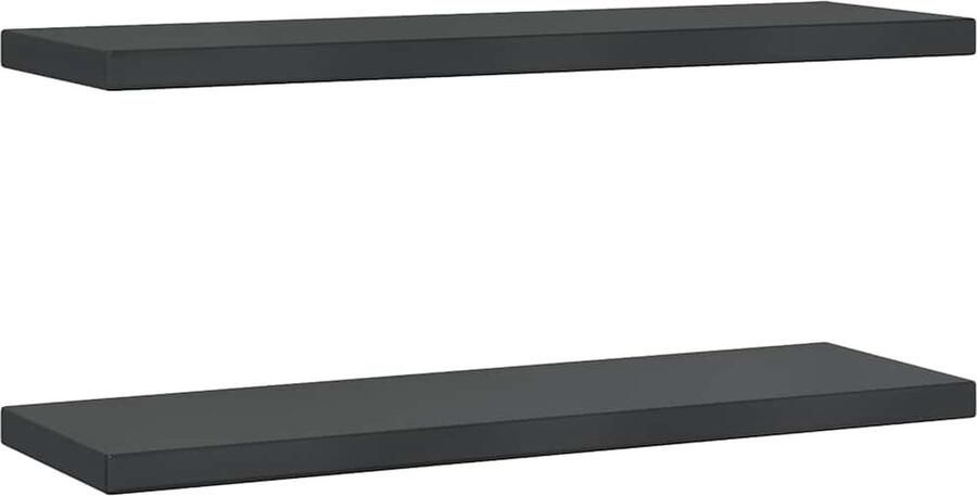 VidaXL Wandschappen Roestvrijstaal 75x23 5 cm Zwart Zwevende Wandkast Wandplankje Roestvrijstalen Wandrek Opbergwand Badkamer Rek