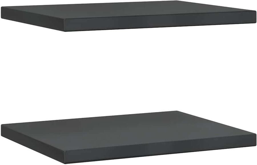 VidaXL Wandschappen Roestvrijstaal Set van 2 Zwart Zwevende Wandschap Wandschapsysteem Wandplanken Roestvrijstalen Wanddecoratie Ruime Opslagoplossing