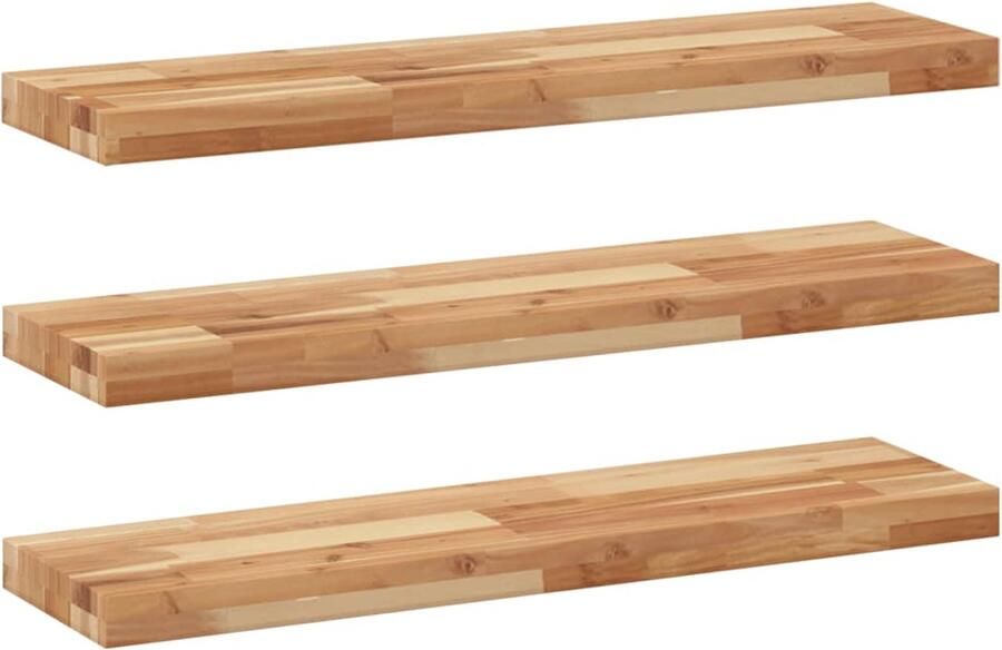 VidaXL Wandschappen Set van 3 Acaciahout 100 cm Zwevende Wandplanken Acaciahout Ruime Bespaard Opbergoplossing