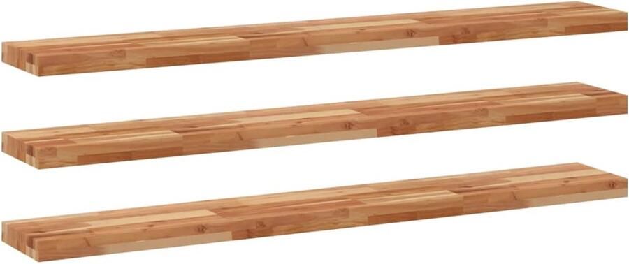 VidaXL Wandschappen Set van 3 Acaciahout 120x20x4 cm Zwevende Wandplanken Houten Wandplanken Acaciahout Zwevende Schappen