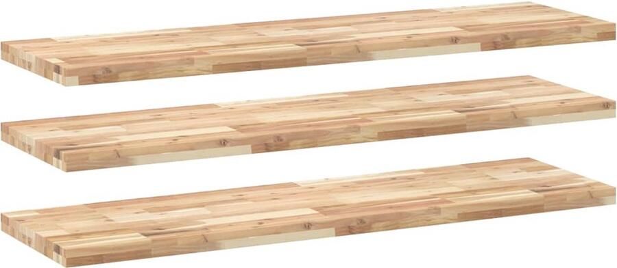 VidaXL Wandschappen Set van 3 Acaciahout 160x40x4 cm Zwevende Wandplanken Wanddecoratie Houtwandplank Acaciahout Woonaccessoires