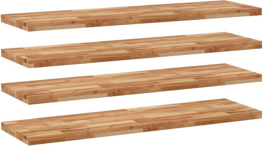 VidaXL Wandschappen Set van 4 Acaciahout 140x40x4 cm Zwevende Wandplanken Wanddecoratie Acaciahout Houten Plank Living Room Decor
