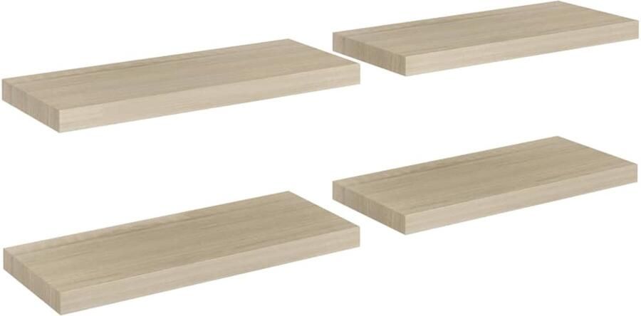 VidaXL Wandschappen Set van 4 Eikenkleurig MDF Wandplank Wandendecoratie Opbergruimte Honey Comb Mdf Houten Plank