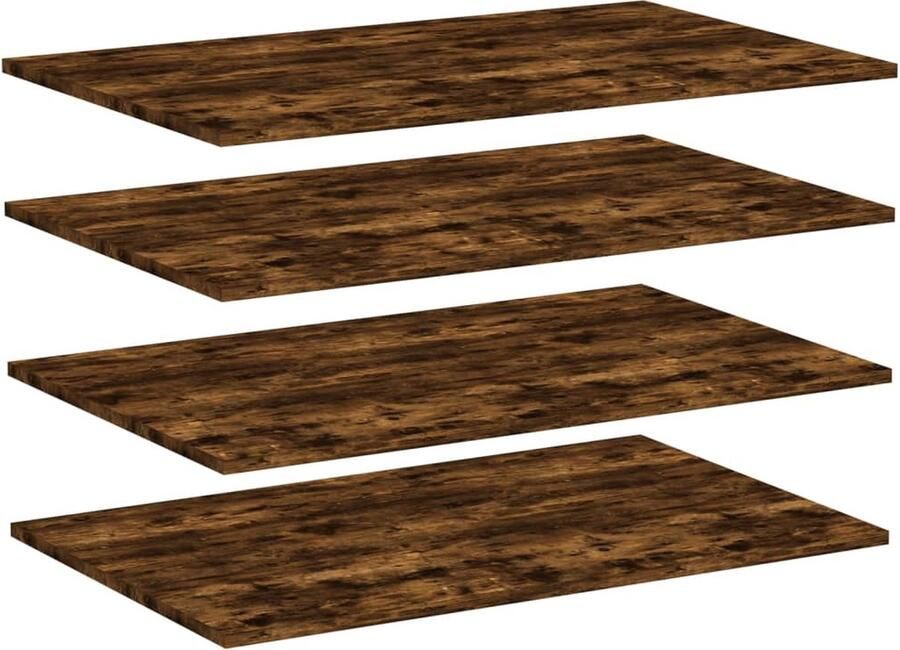 VidaXL Wandschappen Set van 4 Gerookt Eiken 80x50 cm Zwevende Wandplanken Wanddecoratie Bergruimte Houten Wandplank Badkamerkast