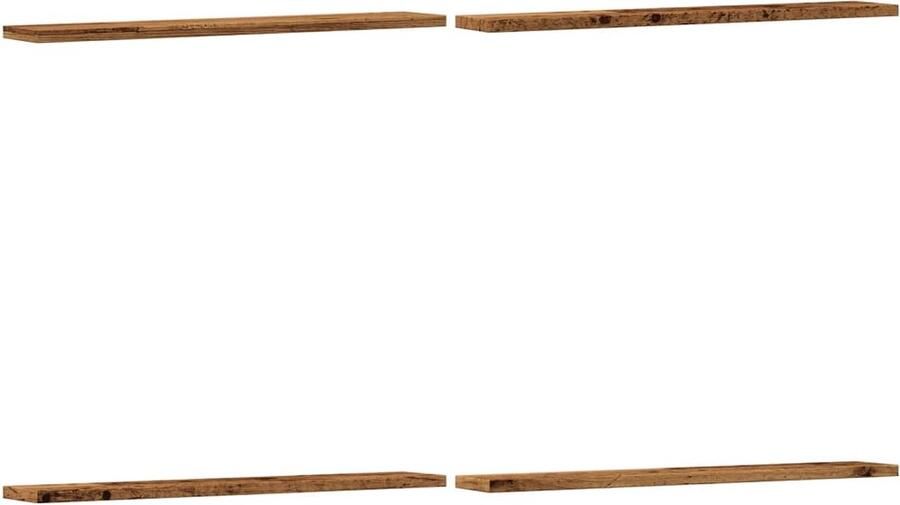 VidaXL Wandschappen Set van 4 Oud Houtkleur Wandplanken Houten Plank Opslagoplossing Badkamer Accessoires Keukenaccessoires
