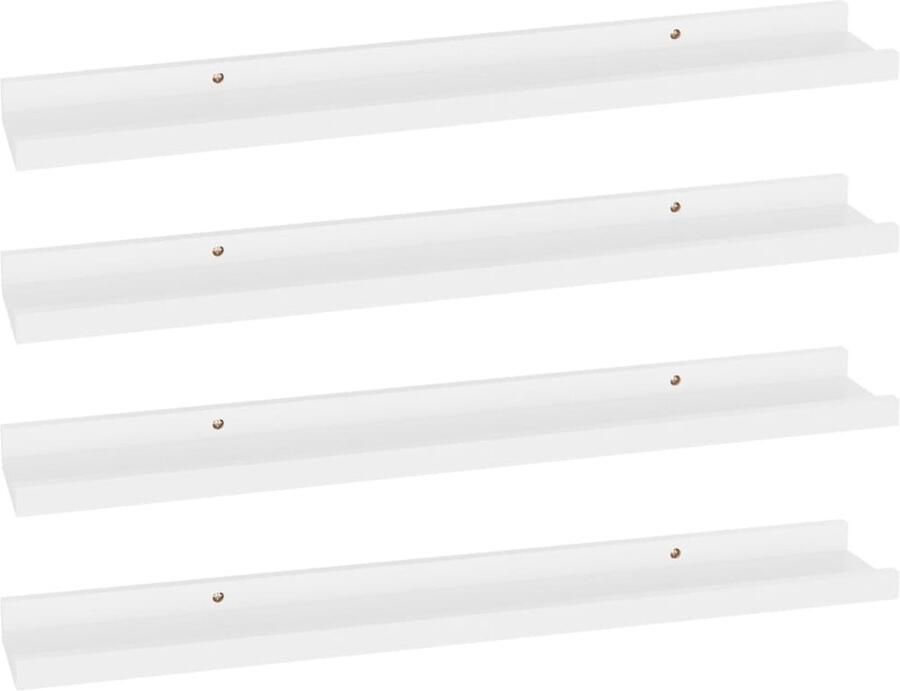 VidaXL Wandschappen Set van 4 Wit 60x9x3 cm Wanddecoratie Mdf Wandplank Witte Wandplank Hangplankje Opslagoplossing