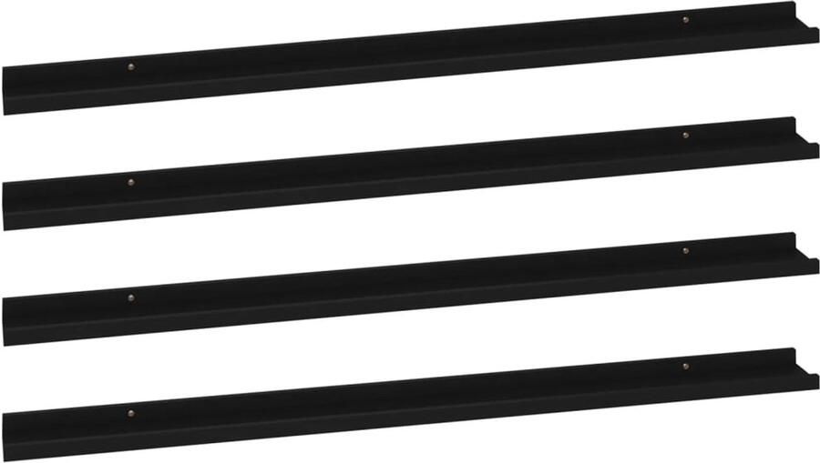 VidaXL Wandschappen Set van 4 Zwart 115x9x3 cm Wanddecoratie Schappenset Wandplank Mdf Plank Zwarte Wandplanken