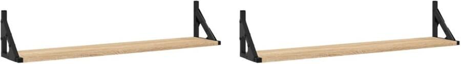 VidaXL Wandschappen Sonoma Eik 2 stuks 80x15x15 5 cm Zwevend Wandrek Houten Wandrek Sonomane Eiken Wanddecoratie Opbergwand