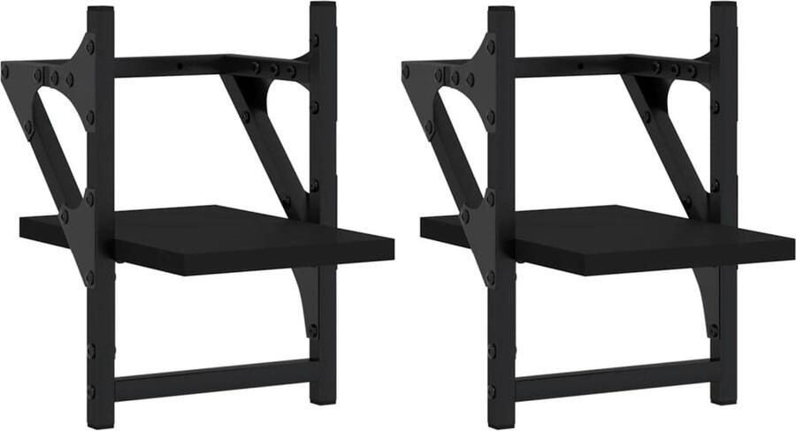 VidaXL Wandschappen Zwart 20x25x30 cm 2 stuks Zwevende Wanden Wandplanken Houten Wanddecoratie Zwarte Wandregels Opbergwand