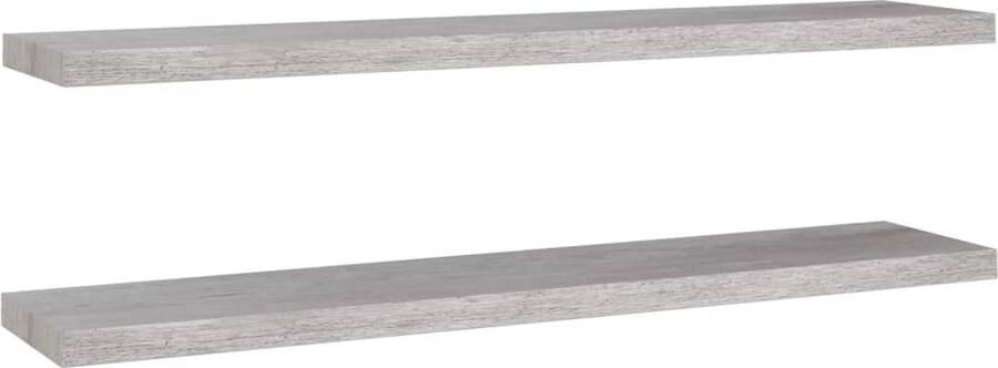 VidaXL Wandschappen Zwevend 2 stuks Betongrijs MDF Zwevende Wandplank Wandendecoratie Wandrek Beton Grijs Livingroom Decoratie