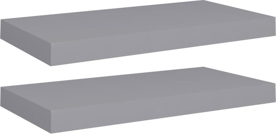 VidaXL Wandschappen Zwevend 2 stuks Grijs 50x23x3 8 cm Wandplank Wandendecoratie Woonaccessoires Living Accessoires Mdf Wandplank