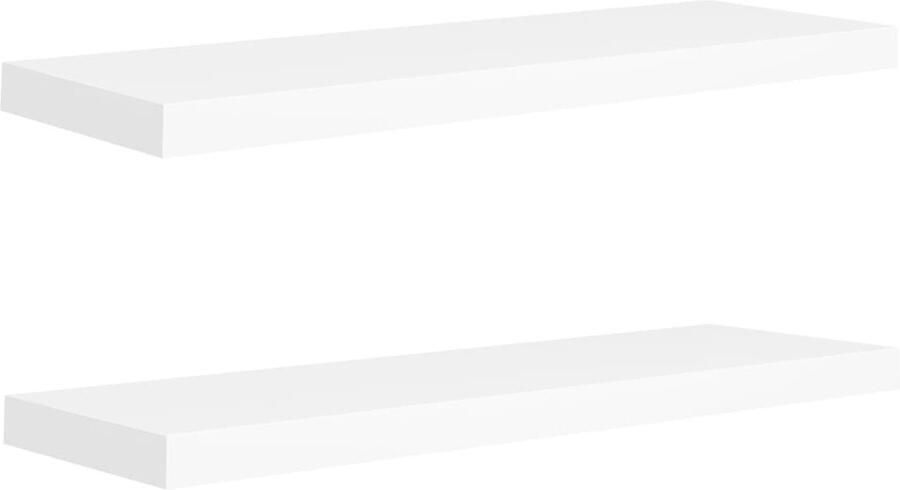 VidaXL Wandschappen Zwevend 2 stuks MDF Wit Wandplank Wanddecoratie Houten Plank Witte Wandplank Zwevende Plank