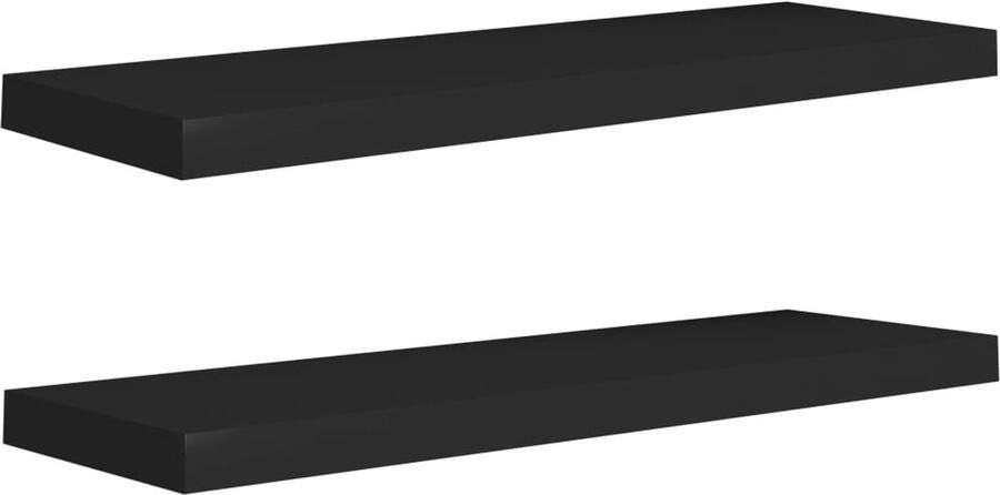 VidaXL Wandschappen Zwevend 2 stuks Zwart MDF Wandplank Zwevende Wandplank Houten Wandplank Zwarte Wandplank Mdf Wandplank