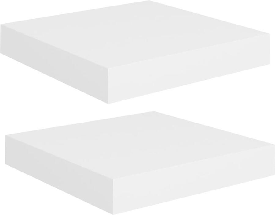VidaXL Wandschappen Zwevend 23x23 5x3 8 cm Wit 2 st Wandplank Zwevende Wandplank Houten Wandplank Mdf Wandplank Wit Wandplank