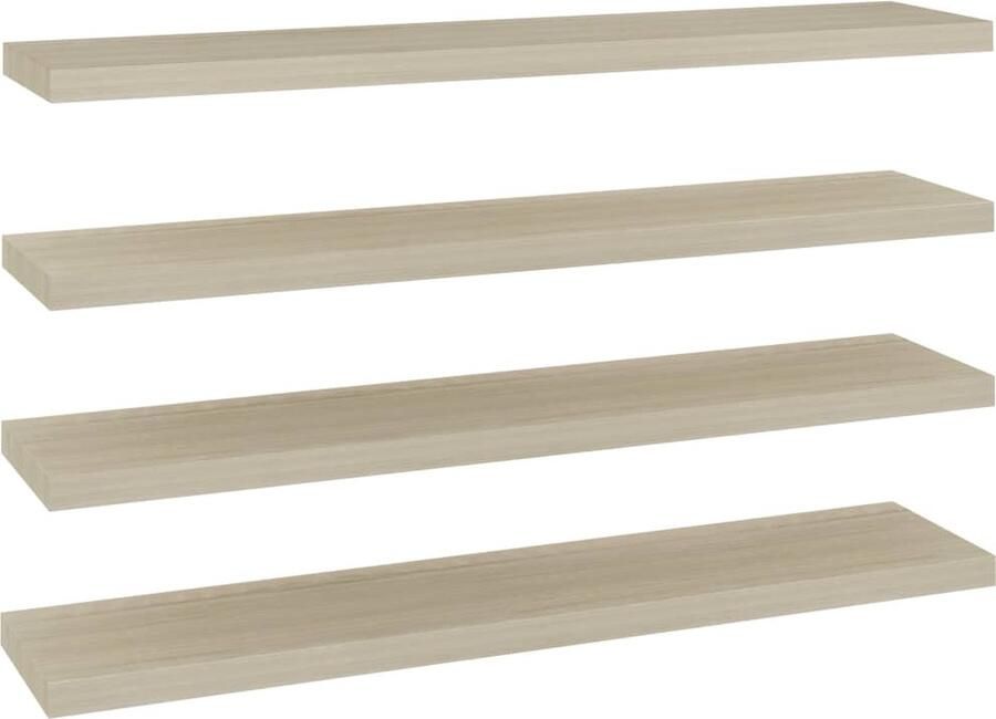VidaXL Wandschappen Zwevend 4 stuks 120x23 5x3 8 cm Wandplank Zwevende Plank Houten Wandplank Eiken Wandplank Living Room Decoratie