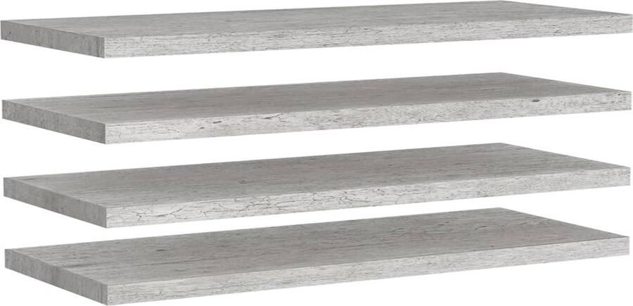 VidaXL Wandschappen Zwevend 4 stuks Betongrijs Wanddecoratie Wandplank Zwevende Wandplanken Houten Wandrek Betonlook