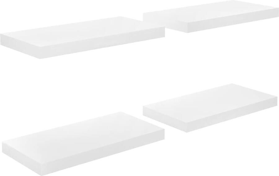 VidaXL Wandschappen Zwevend 4 stuks Hoogglans Wit Wandplank Wandendecoratie Opslagmogelijkheden Woonaccessoires Mdf Wandplank